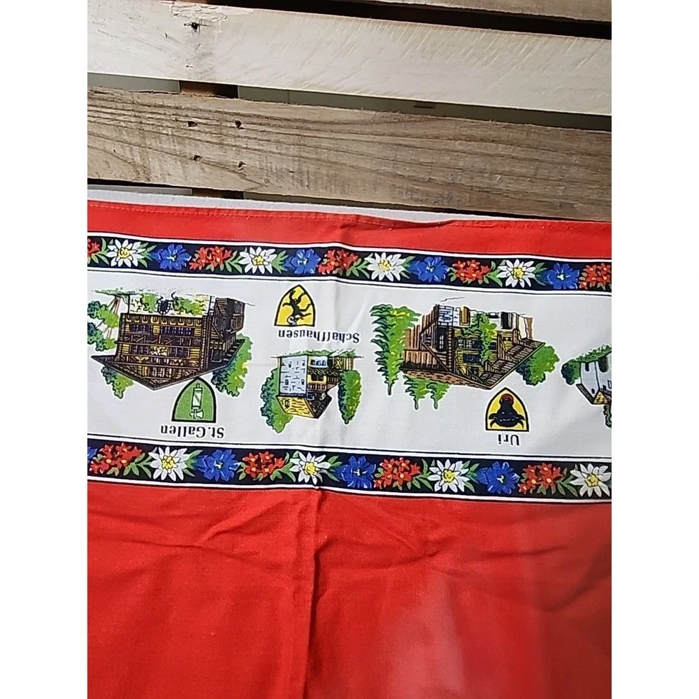 Vintage Small Table Cloth/Scarf Swiss Mountain‎ Towns